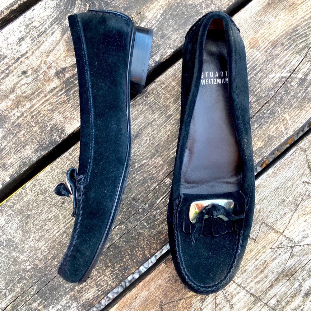 Stuart Weitzman black leather loafers 7